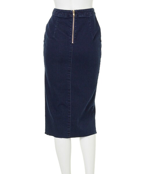 LAGUNAMOON（ラグナムーン）の「【CASUAL】カットオフデニムミモレスカート（スカート・レディース・ブルー/インディゴ・S/M）」の6枚目の写真