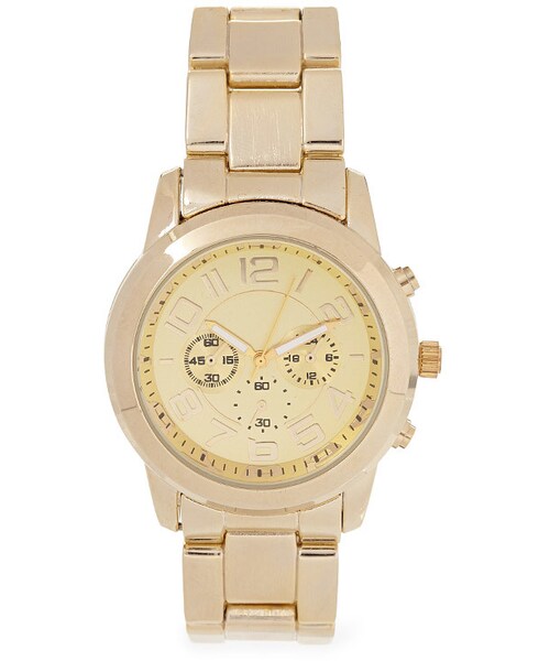 FOREVER 21(フォーエバー トゥエンティーワン)の「FOREVER 21 Menswear-Inspired Chronograph Watch(アナログ腕時計・レディース・Gold・One size)」の1枚目の写真