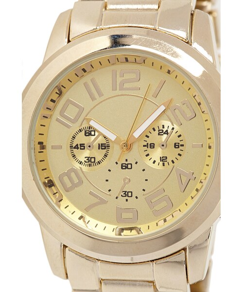 FOREVER 21(フォーエバー トゥエンティーワン)の「FOREVER 21 Menswear-Inspired Chronograph Watch(アナログ腕時計・レディース・Gold・One size)」の2枚目の写真