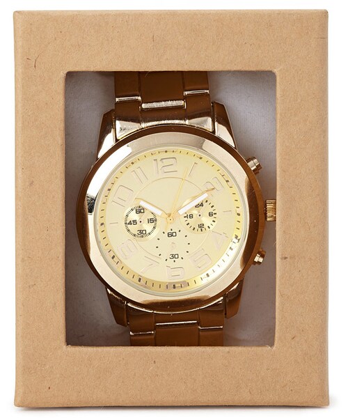 FOREVER 21(フォーエバー トゥエンティーワン)の「FOREVER 21 Menswear-Inspired Chronograph Watch(アナログ腕時計・レディース・Gold・One size)」の3枚目の写真