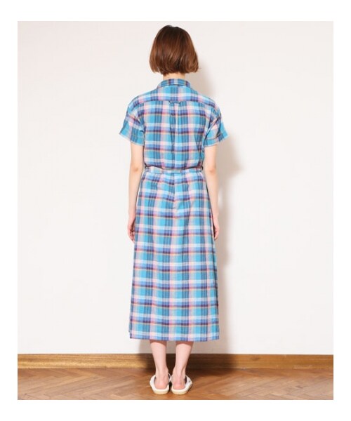 HOLIDAY(ホリデイ)の「CHECK LONG ONE-PI(ワンピース/ドレス・レディース・ORANGE/BLUE・ONE SIZE)」の4枚目の写真