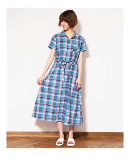 HOLIDAY(ホリデイ)の「CHECK LONG ONE-PI(ワンピース/ドレス・レディース・ORANGE/BLUE・ONE SIZE)」の2枚目の写真