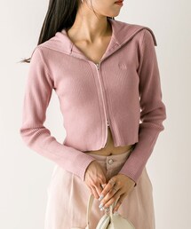 OLIVE des OLIVE | ダブルジップビッグカラーリブニット(ニット/セーター)