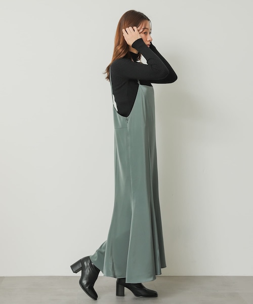 SENEE サテンワンピース ROPÉ(ロペ) / ドットギャザーサテンワンピース (ワンピース