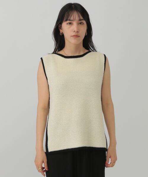 Chaos(カオス)の「コココットンノースリーブニット(トップス・オフホワイト05/ブラック09・FREE)」の12枚目の写真