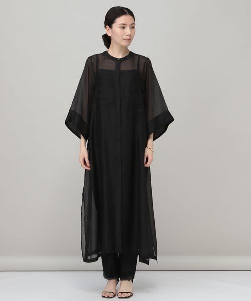 23SS　Curensology 美品 シアーロングシャツ カレンソロジー　チャ Curensology - 23SS Curensology 美品 シアーロングシャツ