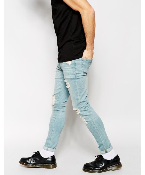 asos（エイソス）の「ASOS Extreme Super Skinny Jeans With Rips（デニムパンツ・メンズ・blue・W30 L32/W32 L32/W28 L32/W34 L32/W34 L34/W26 L32/W32 L30/W36 L32/W38 L32/W30 L34/W30 L30/W32 L34/W34 L30）」の2枚目の写真