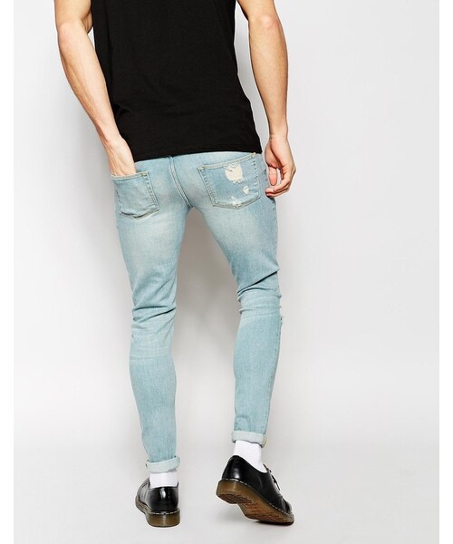 asos（エイソス）の「ASOS Extreme Super Skinny Jeans With Rips（デニムパンツ・メンズ・blue・W30 L32/W32 L32/W28 L32/W34 L32/W34 L34/W26 L32/W32 L30/W36 L32/W38 L32/W30 L34/W30 L30/W32 L34/W34 L30）」の3枚目の写真