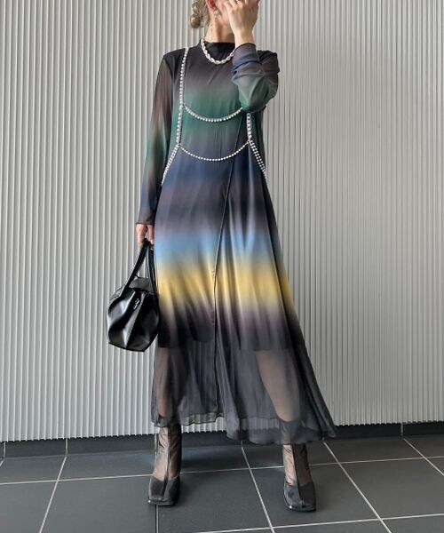 ANNE VALERIE HASH シルクワンピース S グラデーション ZARA シルク シフォン ワンピース ドレス グラデーション A