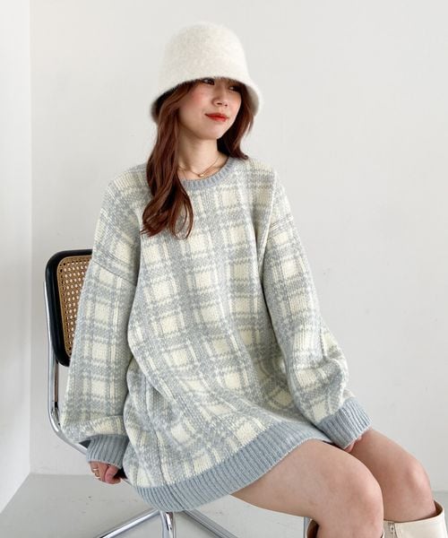 Heather（ヘザー）の「チェックチュニックニット（）」 - WEAR