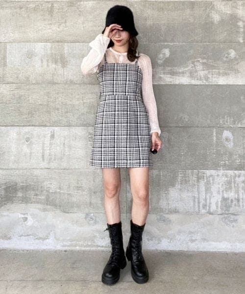 ベロアフリルキャミミニワンピース Heather ヘザー ワンピース・ドレス