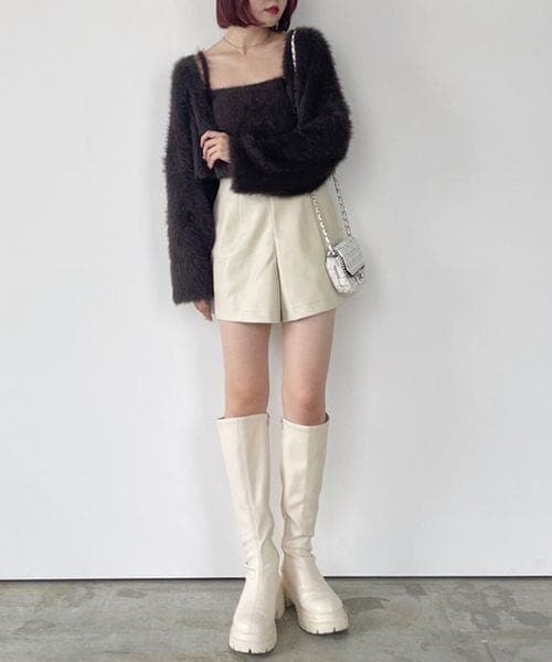 miniministore レザー ショートパンツ レディース ウエストゴム