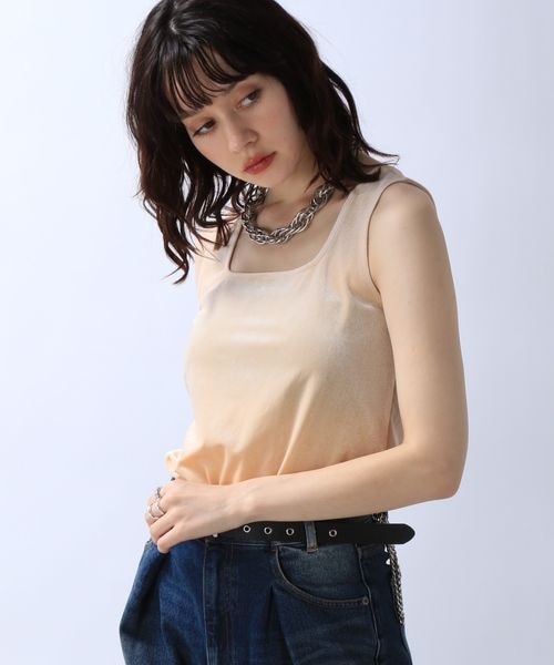 ベロアススクエアネックレディース JEANASIS（ジーナシス）の「ベロアスクエアネックタンク