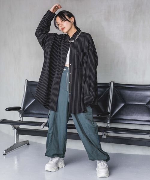 ジーナシス　ハイウエストフロントZIPカーゴパンツ JEANASIS（ジーナシス）の「ハイウエストフロントZIPカーゴ