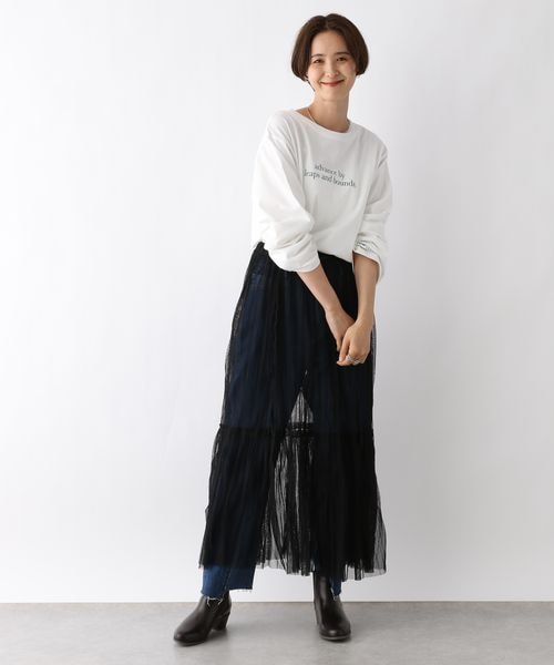 LEPSIM（レプシィム）の「チュール2WAYレイヤースカート（スカート・レディース・ブラック09/グレー12/ブラウン58・FREE SIZE）」の7枚目の写真