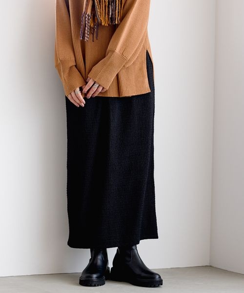 LEPSIM（レプシィム）の「シャーリングジャガードスカート（スカート・ブラック09/チャコール18/ベージュ52・FREE SIZE/FREE TALL）」の4枚目の写真