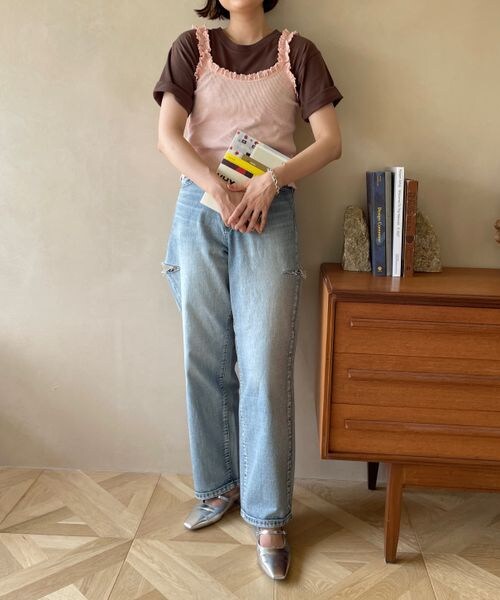 LOWRYS FARM（ローリーズファーム）の「ランジェリープリプリキャミ（その他・オフ05/ブラック09/ピンク22・F）」の12枚目の写真