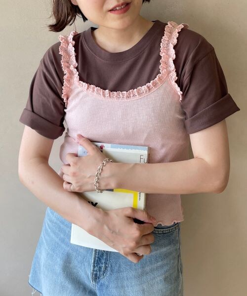 LOWRYS FARM（ローリーズファーム）の「ランジェリープリプリキャミ（その他・オフ05/ブラック09/ピンク22・F）」の11枚目の写真