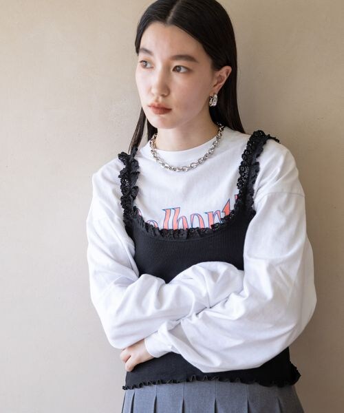 LOWRYS FARM（ローリーズファーム）の「ランジェリープリプリキャミ（その他・オフ05/ブラック09/ピンク22・F）」の7枚目の写真