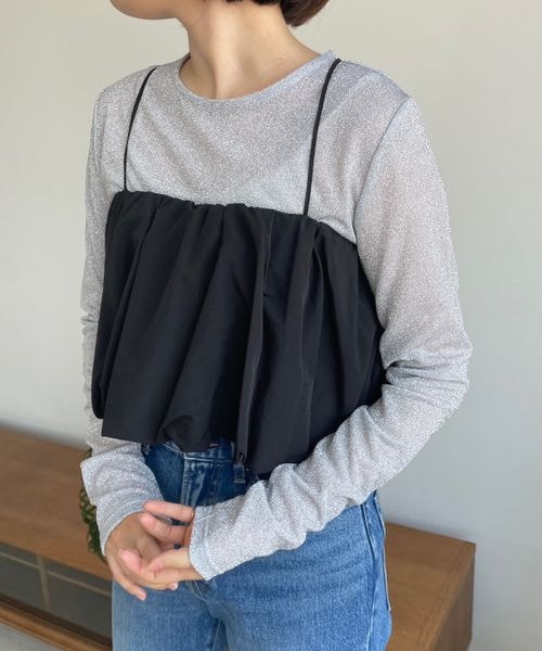 LOWRYS FARM（ローリーズファーム）の「ラメクルーロングスリーブ（トップス・アイボリー08/ブラック09/シルバー12/ブルー85・FREE）」の3枚目の写真