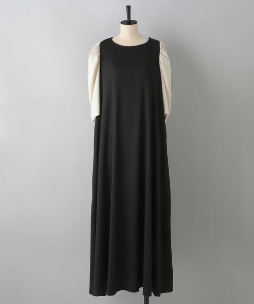 A part by(アパートバイ)の「テクスチャーカタパフワンピース_5分袖(ワンピース/ドレス・バイカラー 10/イエロー 65・F)」の3枚目の写真