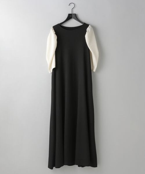 A part by(アパートバイ)の「テクスチャーカタパフワンピース_5分袖(ワンピース/ドレス・バイカラー 10/イエロー 65・F)」の1枚目の写真