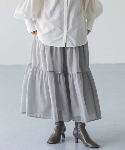 A part by（アパートバイ）の「シアーティアードスカート/WEB先行予約（スカート・ブラック 09/ライトグレー 12・FREE）」の2枚目の写真