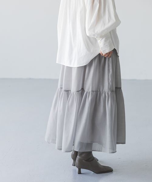 A part by（アパートバイ）の「シアーティアードスカート/WEB先行予約（スカート・ブラック 09/ライトグレー 12・FREE）」の4枚目の写真