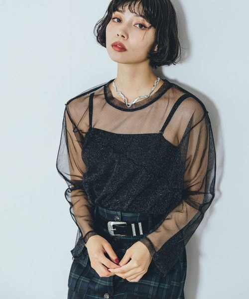 PAGEBOY(ページボーイ)の「ラメチュールアシメメローTOPS(トップス・ブラック09/グレージュ12/ブラウン58・F)」の9枚目の写真