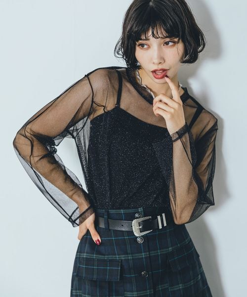 PAGEBOY(ページボーイ)の「ラメチュールアシメメローTOPS(トップス・ブラック09/グレージュ12/ブラウン58・F)」の5枚目の写真
