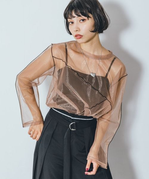 PAGEBOY(ページボーイ)の「ラメチュールアシメメローTOPS(トップス・ブラック09/グレージュ12/ブラウン58・F)」の19枚目の写真