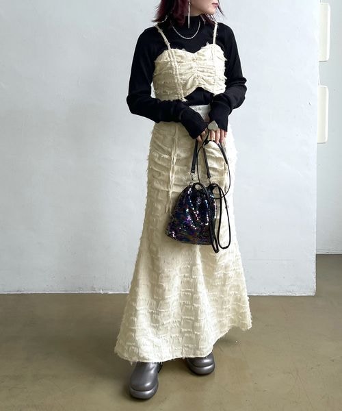 PAGEBOY（ページボーイ）の「ハイウエストビスチェSET（ワンピース/ドレス・アイボリー06/ブラック09・F）」の5枚目の写真