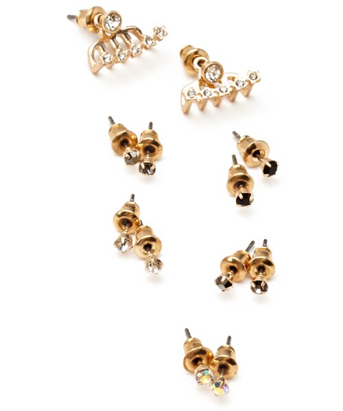 FOREVER 21(フォーエバー トゥエンティーワン)の「FOREVER 21 Rhinestone Stud Set(ピアス(両耳用)・レディース・Gold/clear・One size)」の3枚目の写真