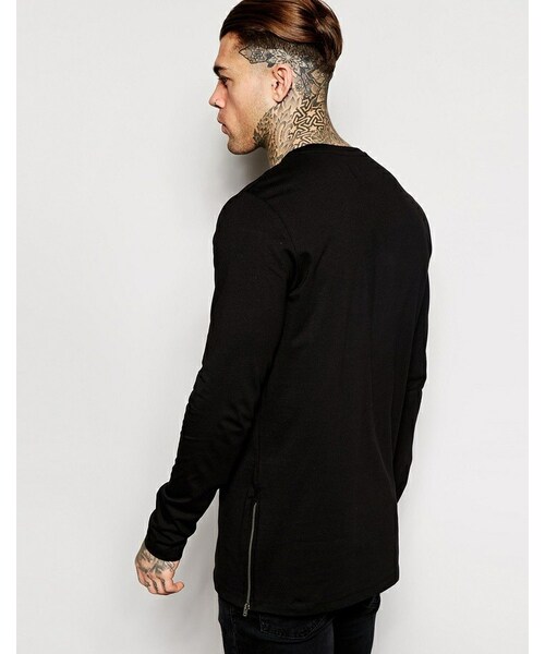 asos(エイソス)の「ASOS Skater Longline Long Sleeve T-Shirt With Yeezus Print And Side Zips(Tシャツ/カットソー・メンズ・black・S-Chest 36-38"/XXL-Chest 44-46"/M-Chest 38-40"/XS-Chest 34-36"/XL-Chest 42-44"/L-Chest 40-42")」の3枚目の写真