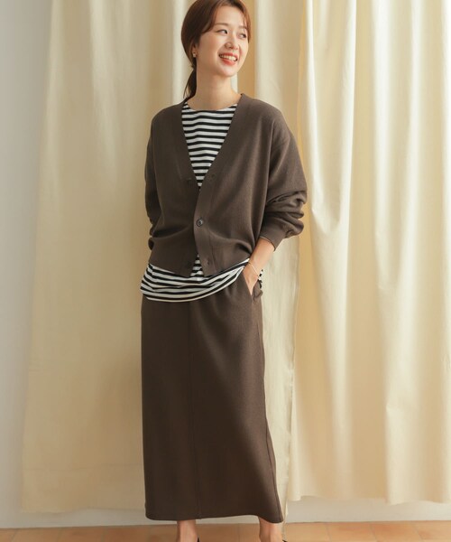 URBAN RESEARCH DOORS（アーバンリサーチドアーズ）の「『セットアップ対応』ブークレカットストレートスカート（スカート・レディース・L.BEIGE/CHARCOAL・M）」の18枚目の写真