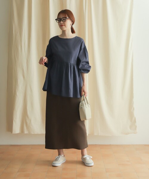 URBAN RESEARCH DOORS（アーバンリサーチドアーズ）の「『セットアップ対応』ブークレカットストレートスカート（スカート・レディース・L.BEIGE/CHARCOAL・M）」の14枚目の写真