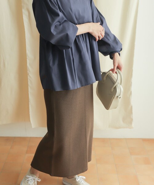 URBAN RESEARCH DOORS（アーバンリサーチドアーズ）の「『セットアップ対応』ブークレカットストレートスカート（スカート・レディース・L.BEIGE/CHARCOAL・M）」の6枚目の写真