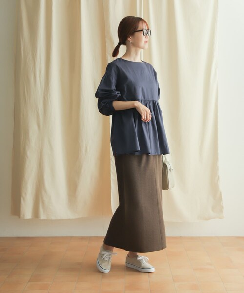 URBAN RESEARCH DOORS（アーバンリサーチドアーズ）の「『セットアップ対応』ブークレカットストレートスカート（スカート・レディース・L.BEIGE/CHARCOAL・M）」の15枚目の写真