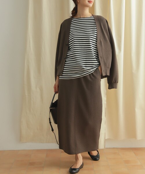 URBAN RESEARCH DOORS（アーバンリサーチドアーズ）の「『セットアップ対応』ブークレカットストレートスカート（スカート・レディース・L.BEIGE/CHARCOAL・M）」の21枚目の写真