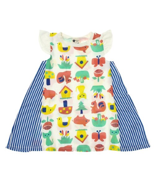 Petit jam（プチジャム）の「3色3柄チュニック（ワンピース/ドレス・キッズ・ブルー/サーモンピンク/イエロー・80/90/95/100/110/120/130）」の4枚目の写真