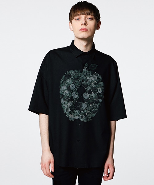 SHAREEF シャリーフ グラフィックプリント 半袖シャツ ブラック 黒 SHAREEF シャリーフ グラフィックプリント 半袖シャツ ブラック