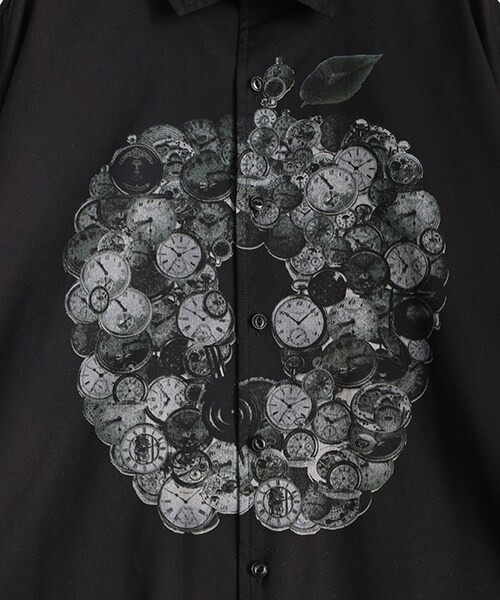 SHAREEF シャリーフ グラフィックプリント 半袖シャツ ブラック 黒 SHAREEF（シャリーフ）の「APPLE OF TIME S/S BIG SHIRTS BLK 5