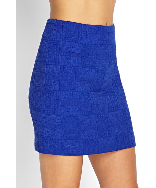 FOREVER 21（フォーエバー トゥエンティーワン）の「FOREVER 21 Embroidered Woven Miniskirt（スカート・レディース・Royal・Large）」の4枚目の写真