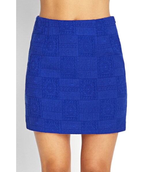 FOREVER 21（フォーエバー トゥエンティーワン）の「FOREVER 21 Embroidered Woven Miniskirt（スカート・レディース・Royal・Large）」の2枚目の写真