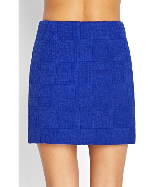 FOREVER 21（フォーエバー トゥエンティーワン）の「FOREVER 21 Embroidered Woven Miniskirt（スカート・レディース・Royal・Large）」の3枚目の写真