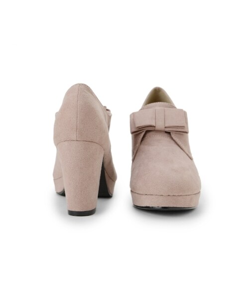 MAJESTIC LEGON（マジェスティックレゴン）の「リボン付ブーティー（シューズ・レディース・ベージュ/ボルドー/ネイビー/ブラック柄/ブラック・S/M/L/XL）」の2枚目の写真