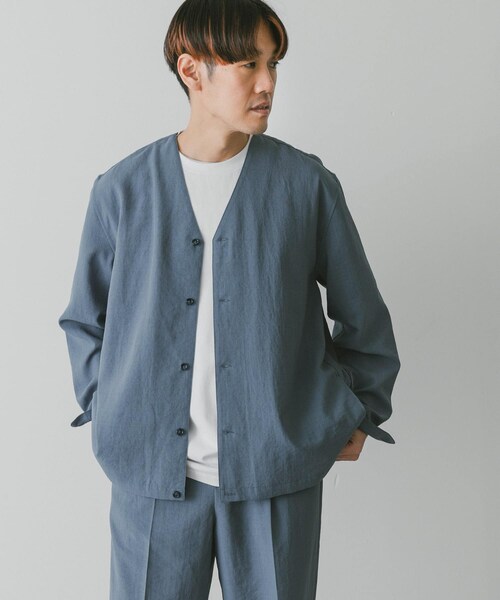 URBAN RESEARCH DOORS（アーバンリサーチドアーズ）の「『セットアップ対応』『UR TECH DRYLUXE』イージーケアノーカラージャケット（ジャケット/アウター・メンズ・BLUE/GREIGE/NAVY/STEEL BLUE/TAUPE・M/L）」の7枚目の写真