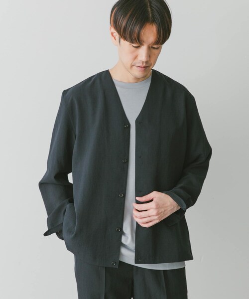 URBAN RESEARCH DOORS（アーバンリサーチドアーズ）の「『セットアップ対応』『UR TECH DRYLUXE』イージーケアノーカラージャケット（ジャケット/アウター・メンズ・BLUE/GREIGE/NAVY/STEEL BLUE/TAUPE・M/L）」の19枚目の写真