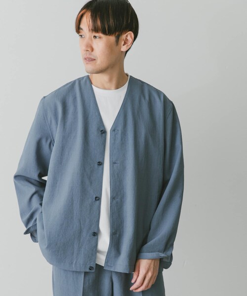 URBAN RESEARCH DOORS（アーバンリサーチドアーズ）の「『セットアップ対応』『UR TECH DRYLUXE』イージーケアノーカラージャケット（ジャケット/アウター・メンズ・BLUE/GREIGE/NAVY/STEEL BLUE/TAUPE・M/L）」の6枚目の写真