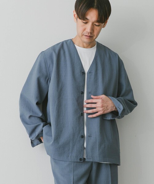 URBAN RESEARCH DOORS（アーバンリサーチドアーズ）の「『セットアップ対応』『UR TECH DRYLUXE』イージーケアノーカラージャケット（ジャケット/アウター・メンズ・BLUE/GREIGE/NAVY/STEEL BLUE/TAUPE・M/L）」の9枚目の写真